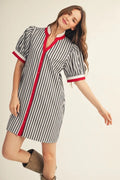 Jinnifer Puff Sleeve Button Down Shift Dress