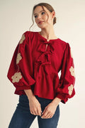 Clarise Front Bow Tie Detail Top