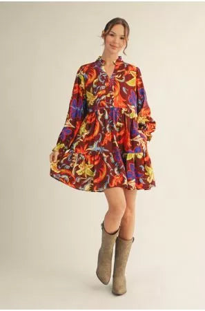 Mollie Ready for Fall Tiered Ruffle Dress