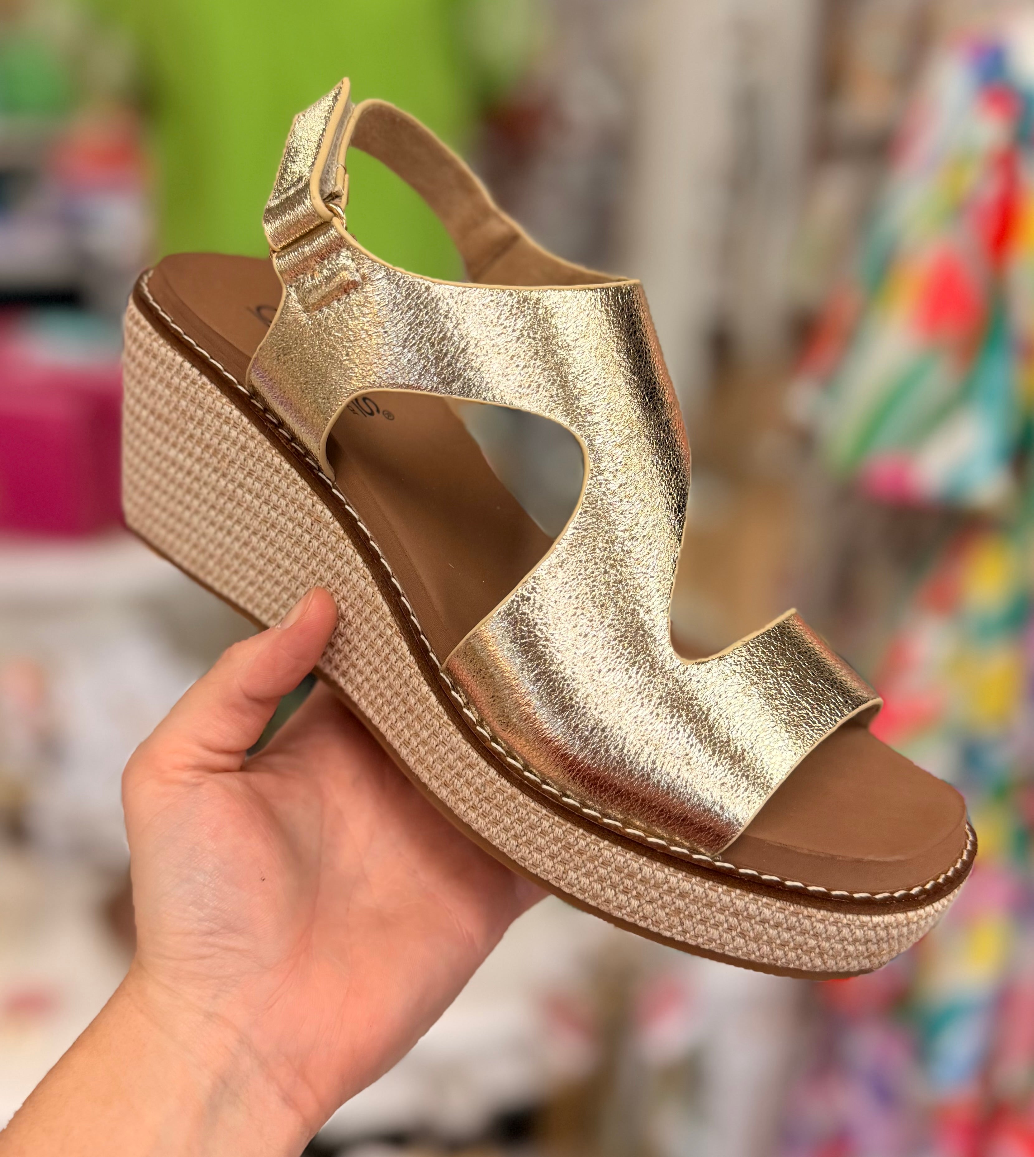 Corkys Steppin Out Gold Wedges
