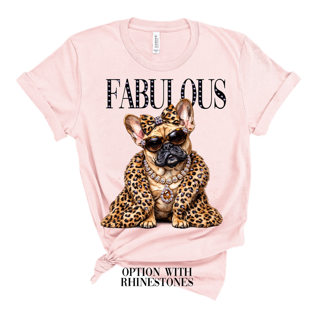 Frannie Fabulous Frenchie Rhinestone Glam Dog Graphic Tee