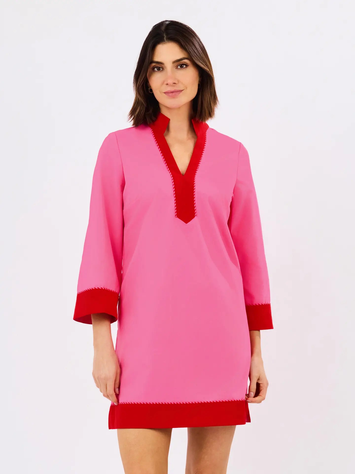 Brenda Mary Square Dress Pink + Red