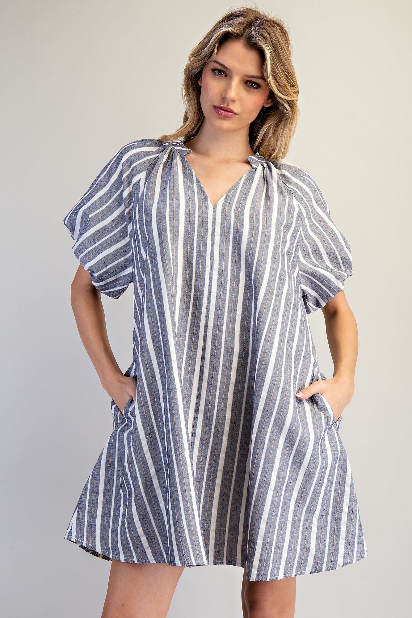 Polly Striped Side Pocket Mini Dress