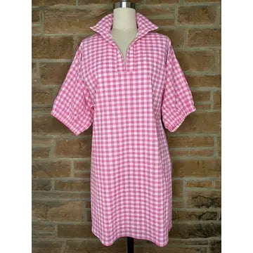 Adrienne Charlotte Pink Gingham Dress