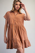 Carlandra Clay Solid Button Down Dress