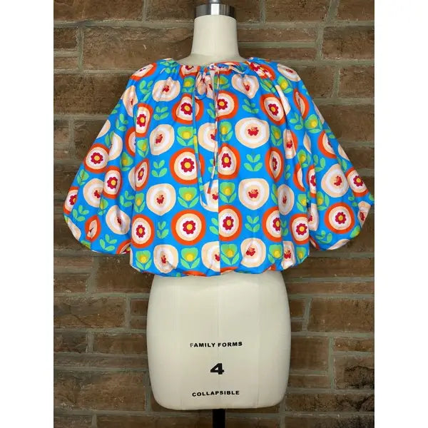 Curvy Adrienne Bloom In Joy Tatum Bubble Hem Top