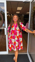 Curvy Tianna Tea Berry Floral Mix Mini Dress