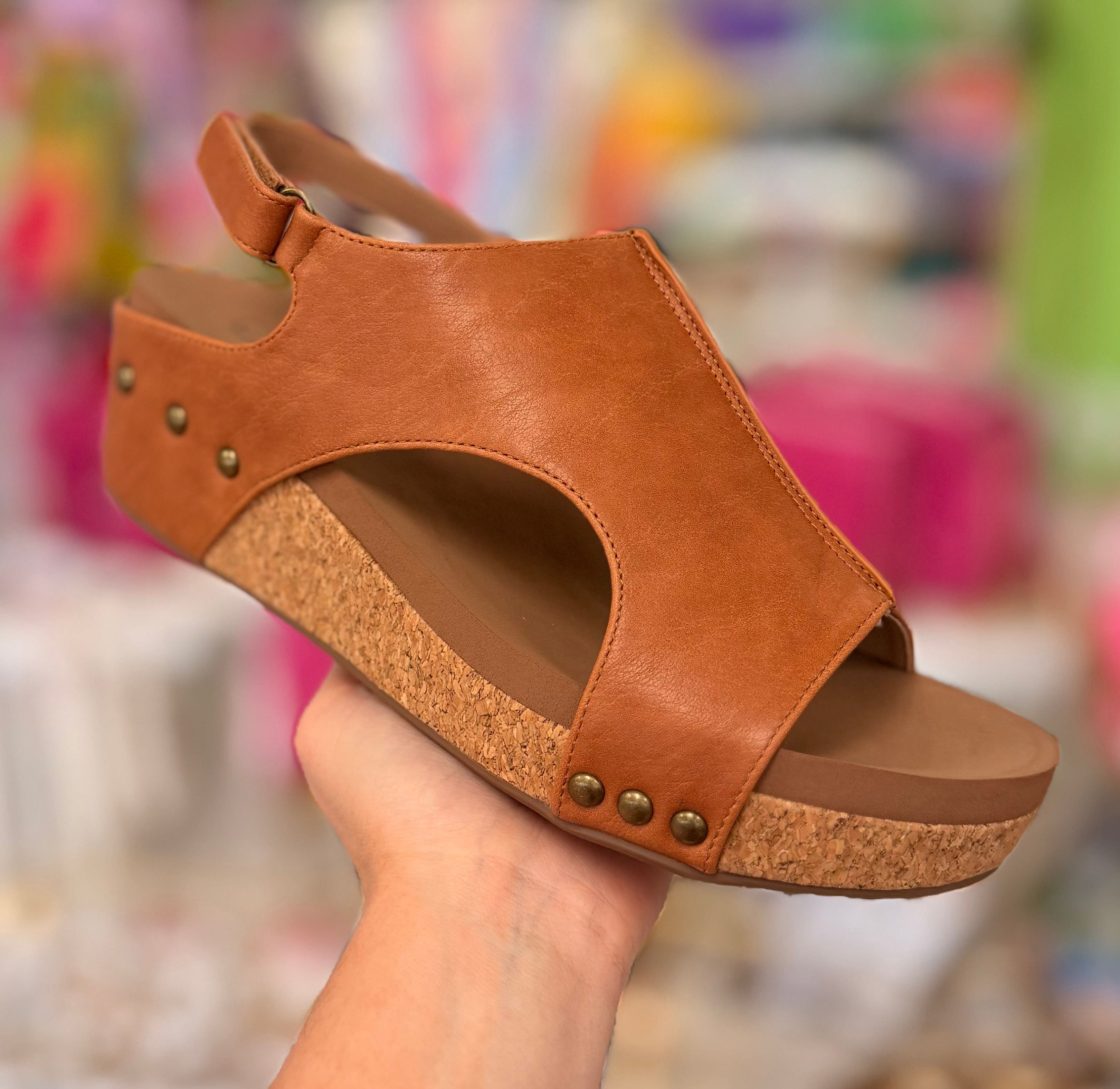 Corkys Volta II Cognac Smooth Wedges