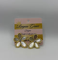 RG White Flower Post Earrings