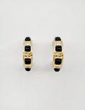 RG Worn Gold 1.25 Earring sWith Black Stone Accents