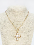 RG Gold Open Chain With Toggle Pearl Studded Cross