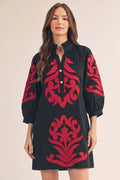 Sadie Mae Baroque Floral Applique Shift Dress