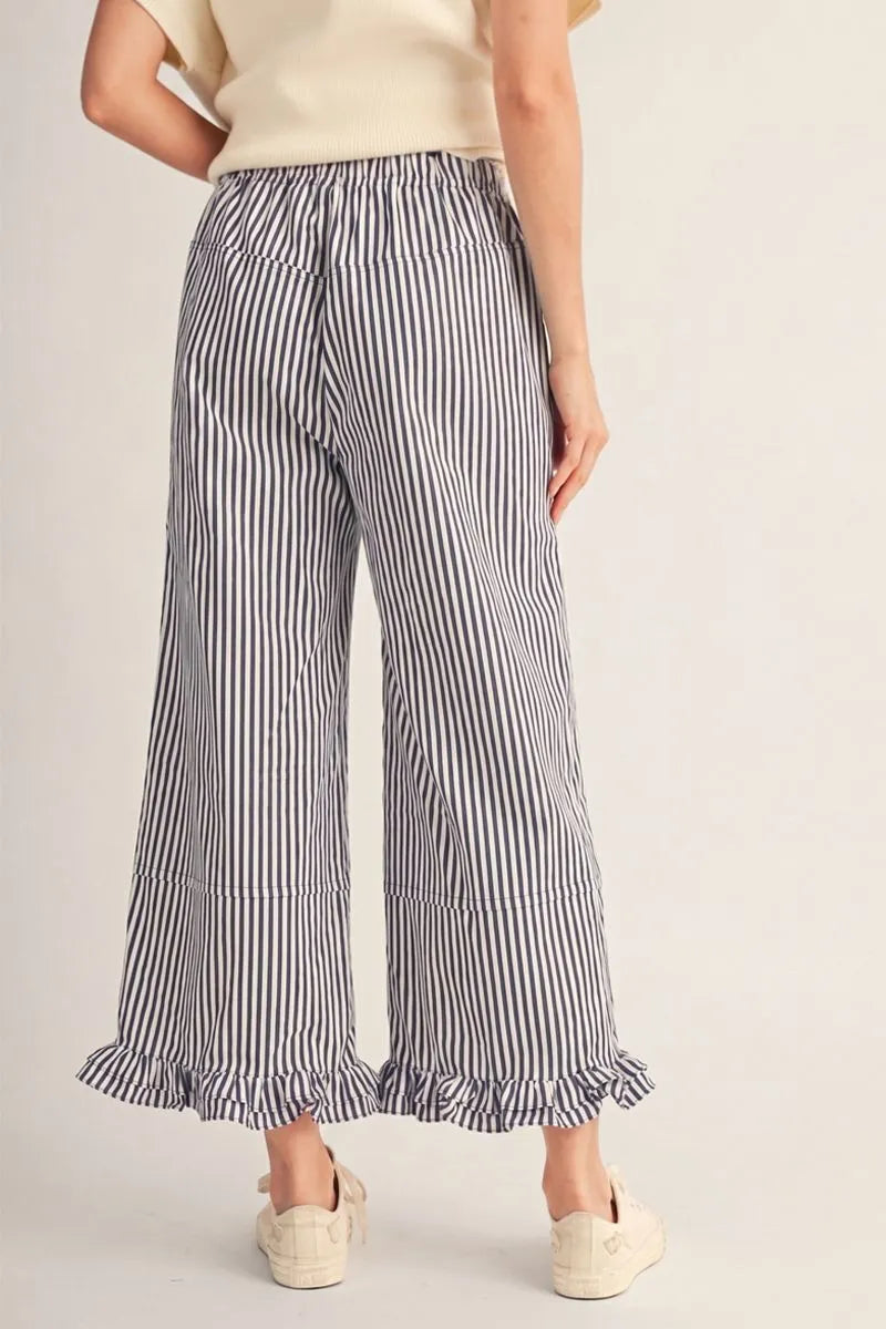 Raylee Ruffle Hem Striped Pants