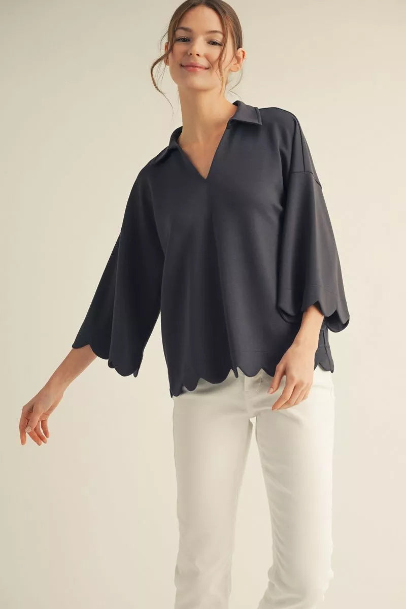 Sara Scallop Edge Top