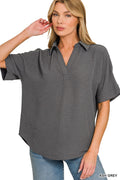 Whitley Woven Airflow Collared Top