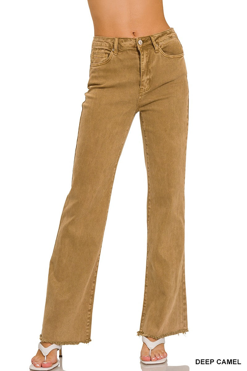 Sasha Acid Washed Straight Wide Jeans
