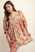 Curvy Lillie Floral Print Mini Dress