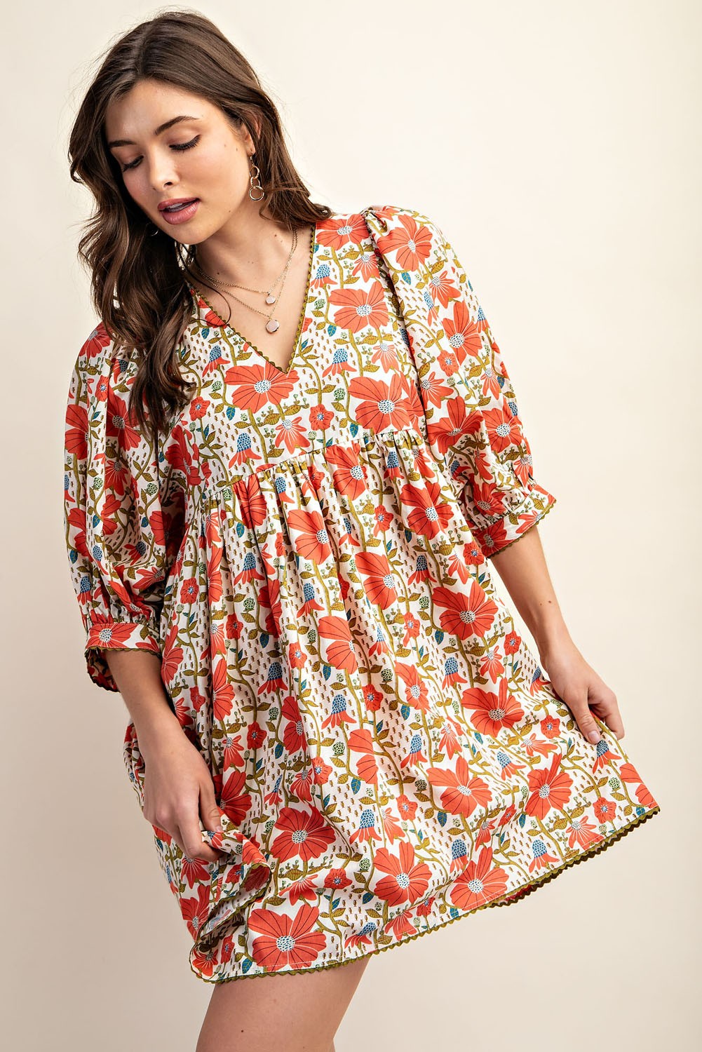 Curvy Lillie Floral Print Mini Dress