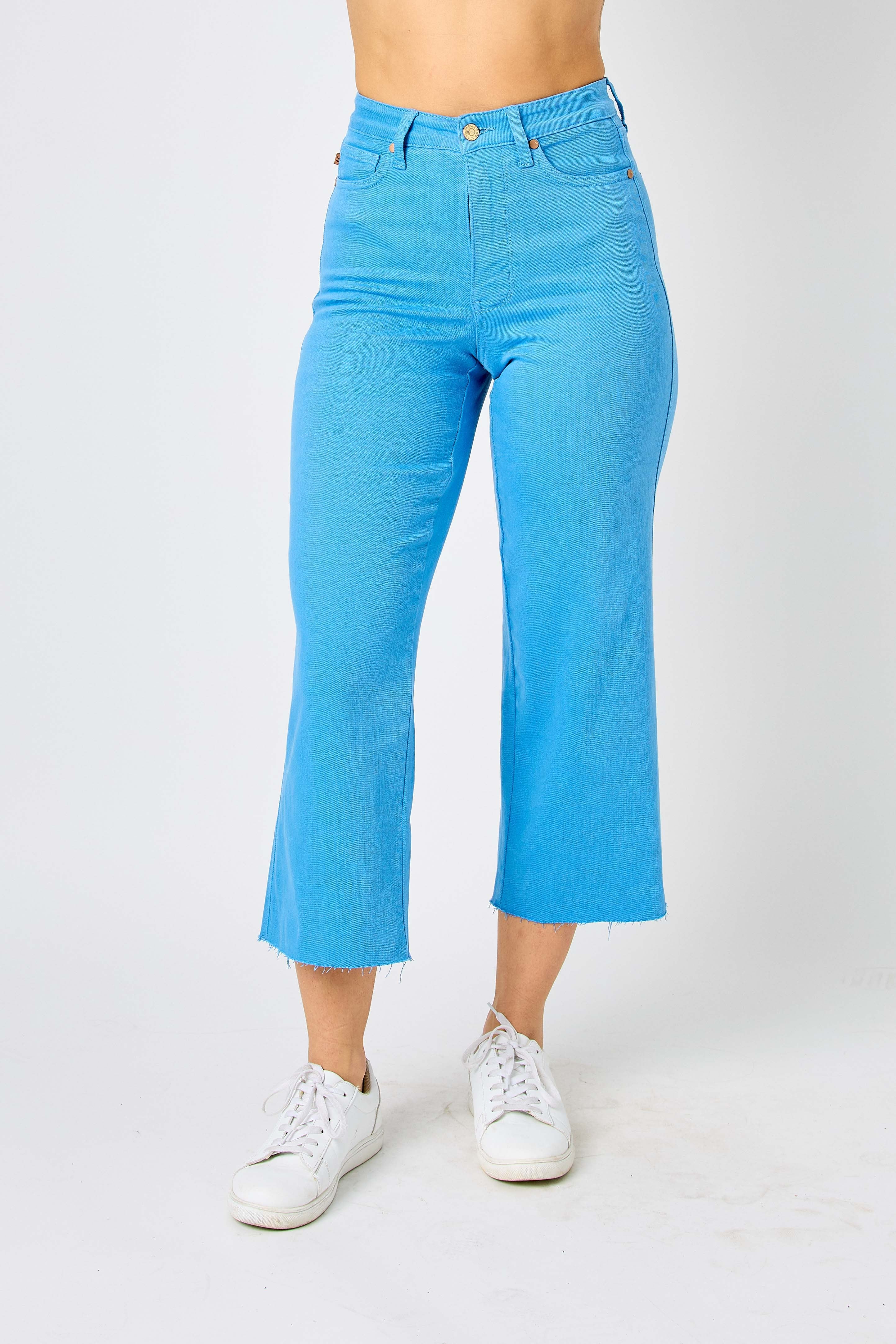 Judy Blue Sky Tummy Control Wide Cropped Jeans