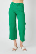 Curvy Judy Blue Kelly Green HW Tummy Control Cropped Jeans