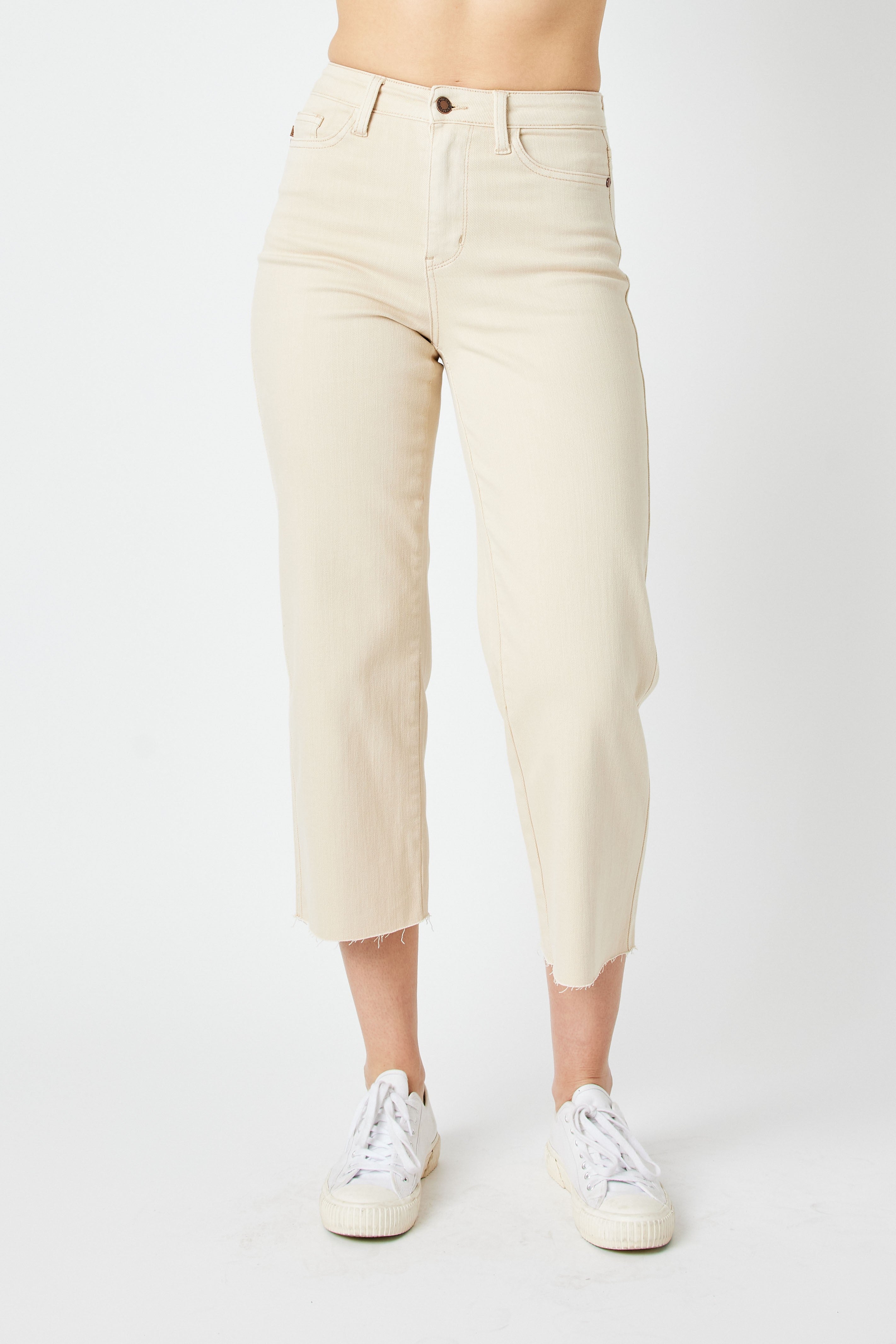 Judy Blue Brynn Bone HW Cropped Wide Leg