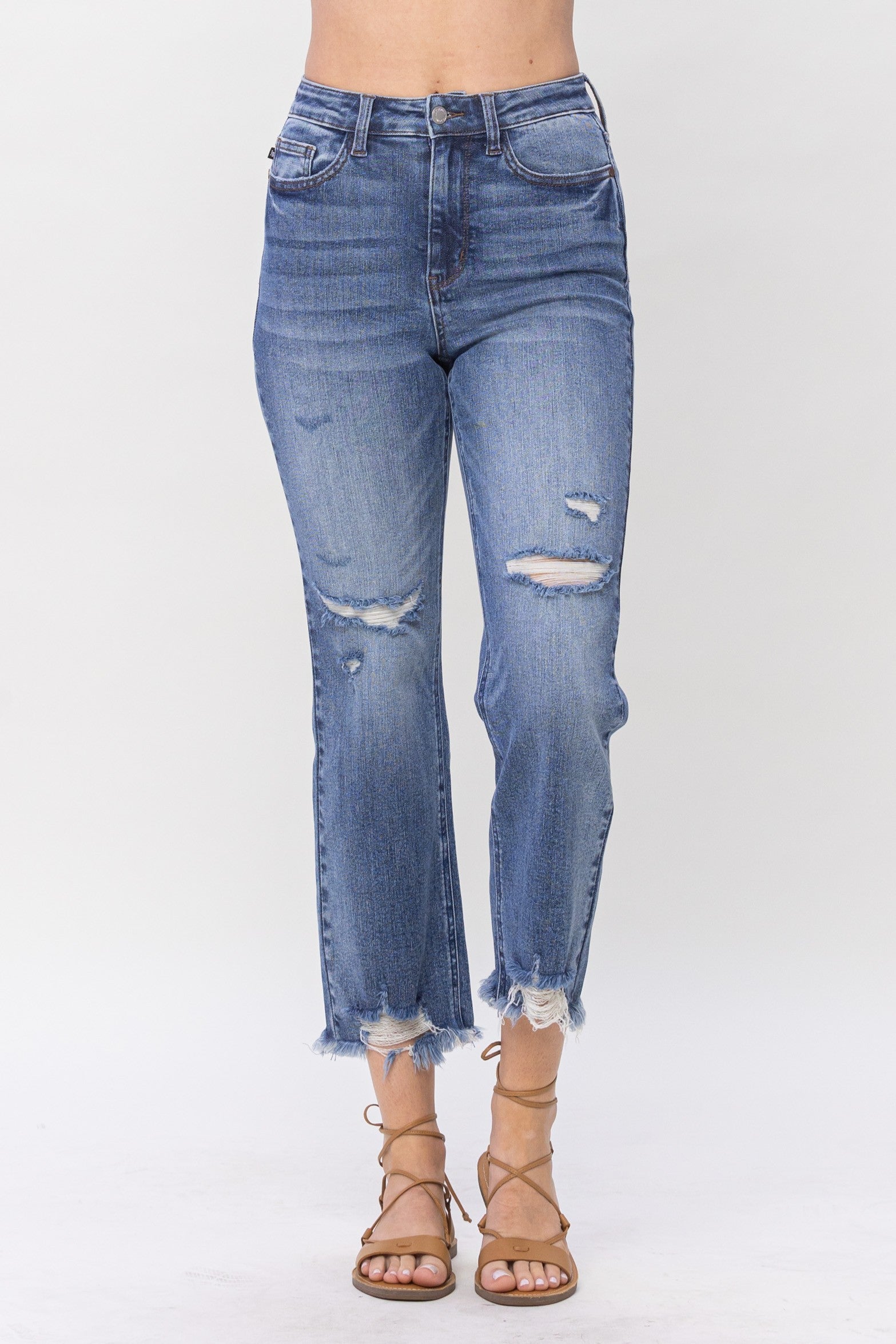 Curvy Judy Blue Kolbie HW Destroy Cropped Jeans