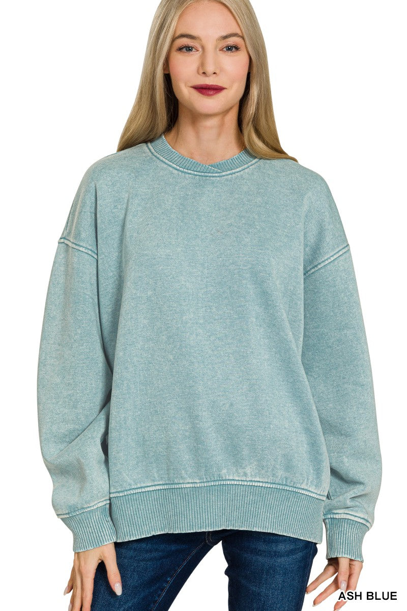 Super Cozy Acid Wash Crewneck