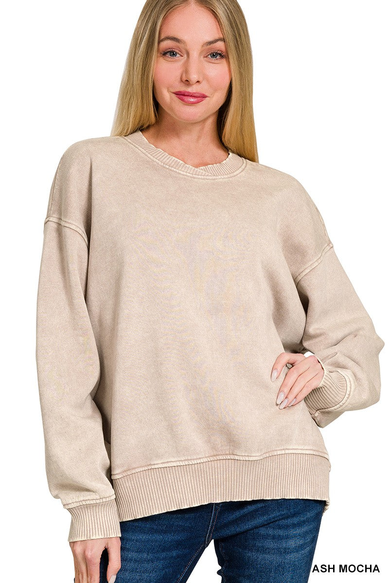 Super Cozy Acid Wash Crewneck