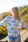 Curvy Beth Blues Button Down Top