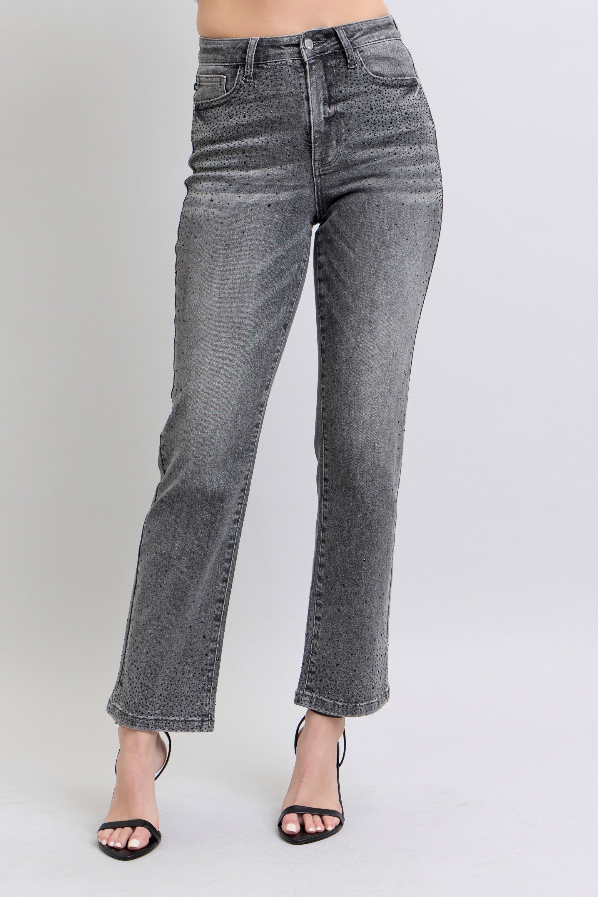 Judy Blue Sabrina HW Rhinestone Straight Jeans