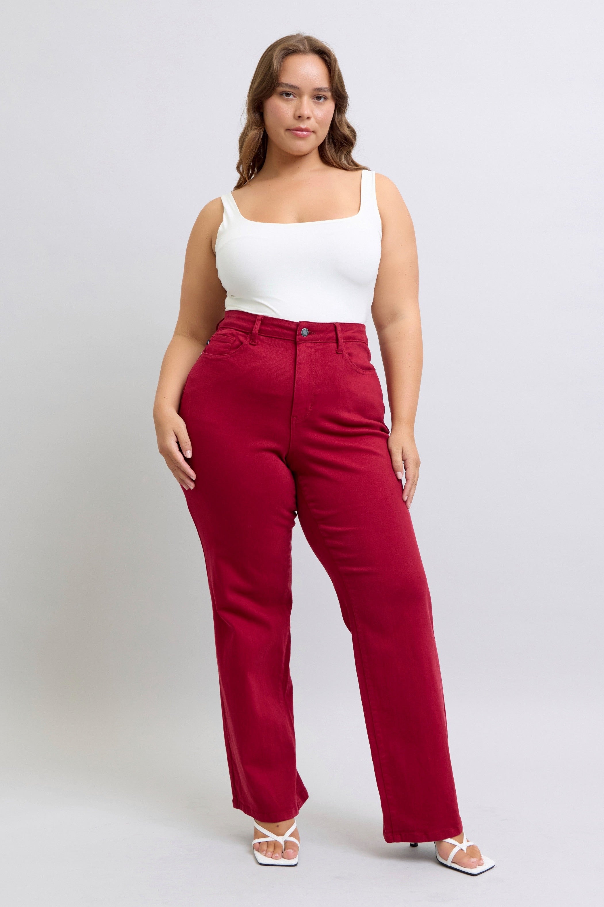 Curvy Judy Blue Scarlet Heart Shaped Pocket 90s Straight Jeans