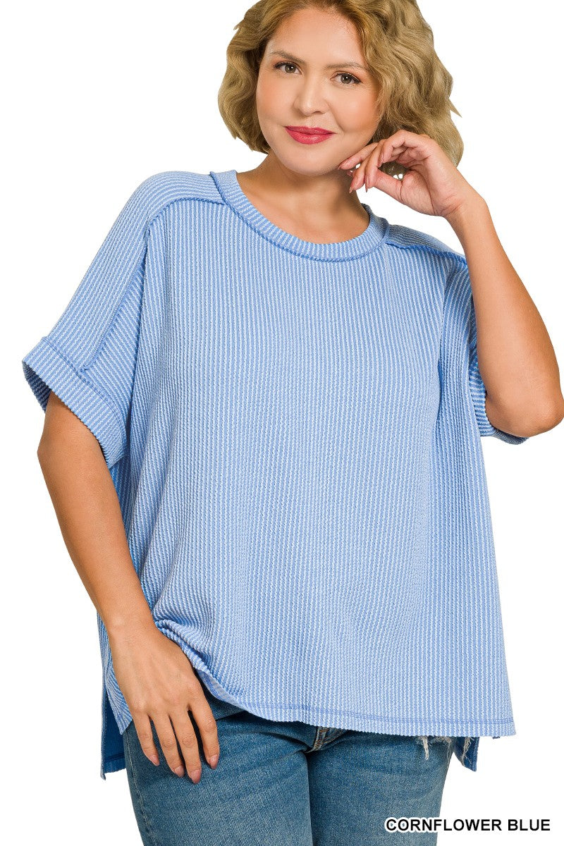 Curvy Roxanna Ribbed Top