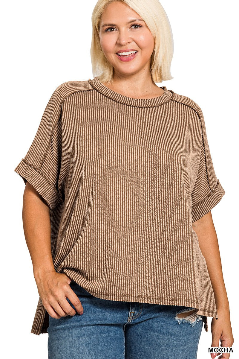 Curvy Roxanna Ribbed Top