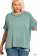 Curvy Raylee Ribbed Cuff Sleeve Top