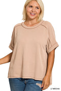 Curvy Raylee Ribbed Cuff Sleeve Top
