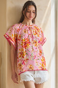 Curvy Lucy Floral Striped Printed Top