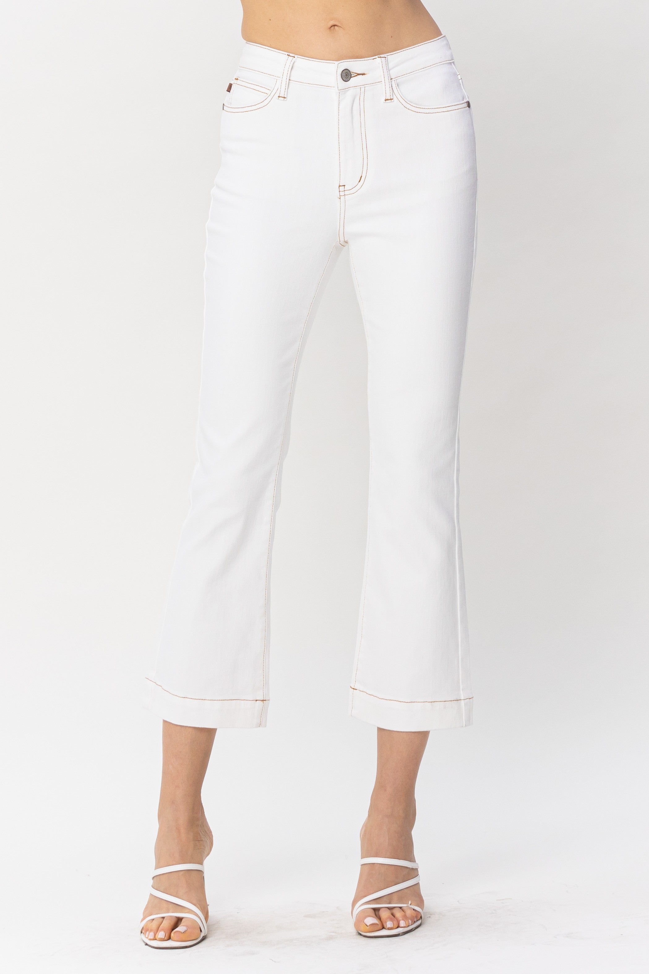 Curvy Judy Blue Ella Ecru Cropped Bootcut Jeans