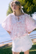 Curvy Kinsley Peony Boho Balloon Sleeve Top