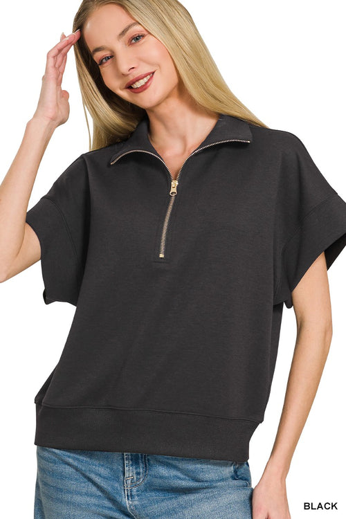 Curvy Beckie Half-Zip Scuba Top