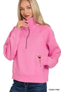 Kasie Kangaroo Pocket Half Zip Top