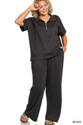 Curvy Shayla Scuba Half Zip Top Matching Pants Set