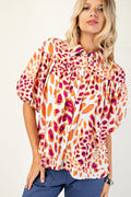 Curvy Linny Leopard Button Down Top