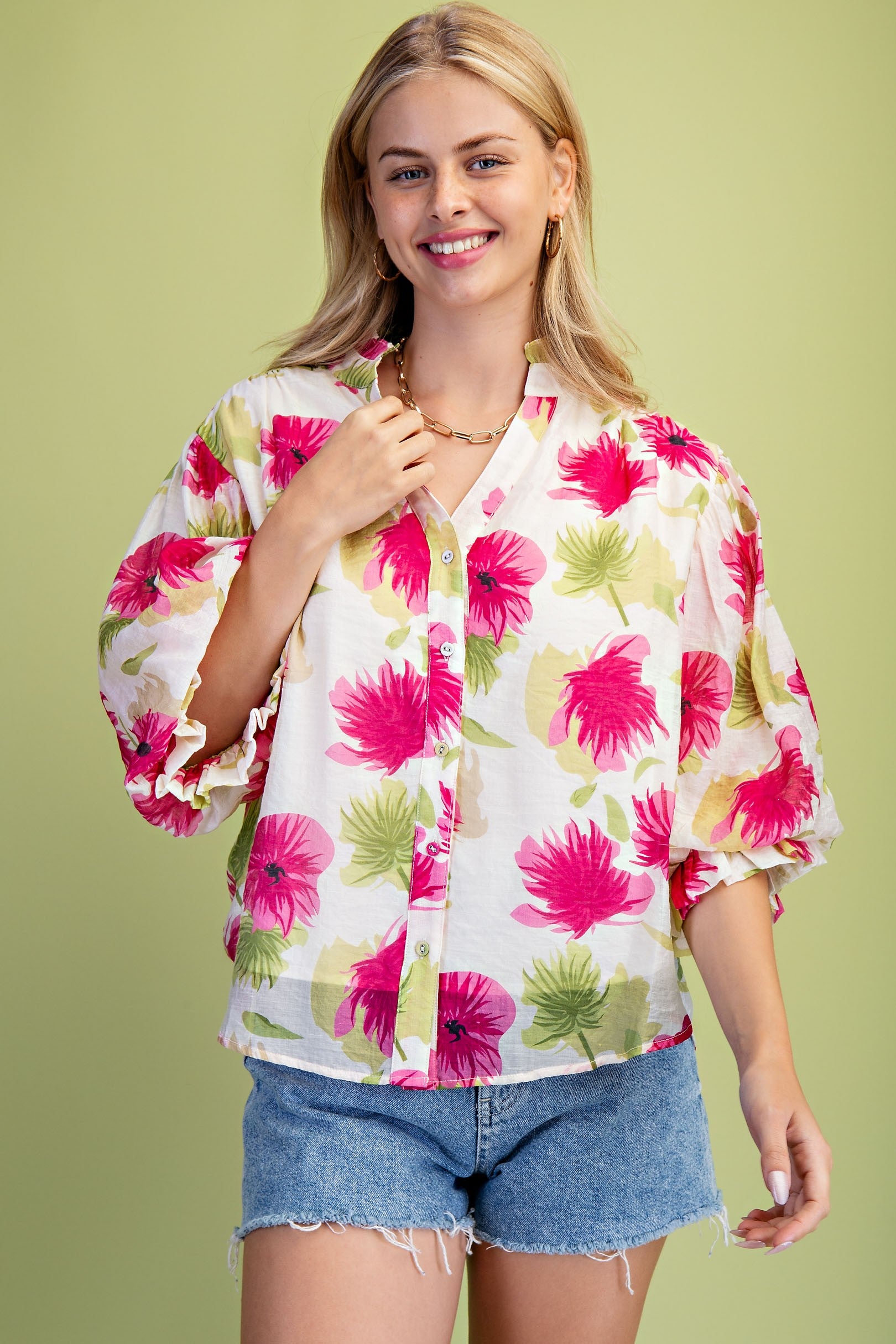 Curvy Kendall Bright Floral Top