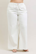 Curvy Crissie HW Featherweight Rose Gold Trim White Pants