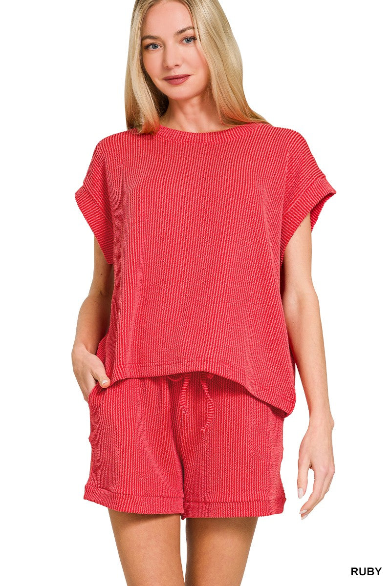 Rilee Ribbed Matching Shorts Set