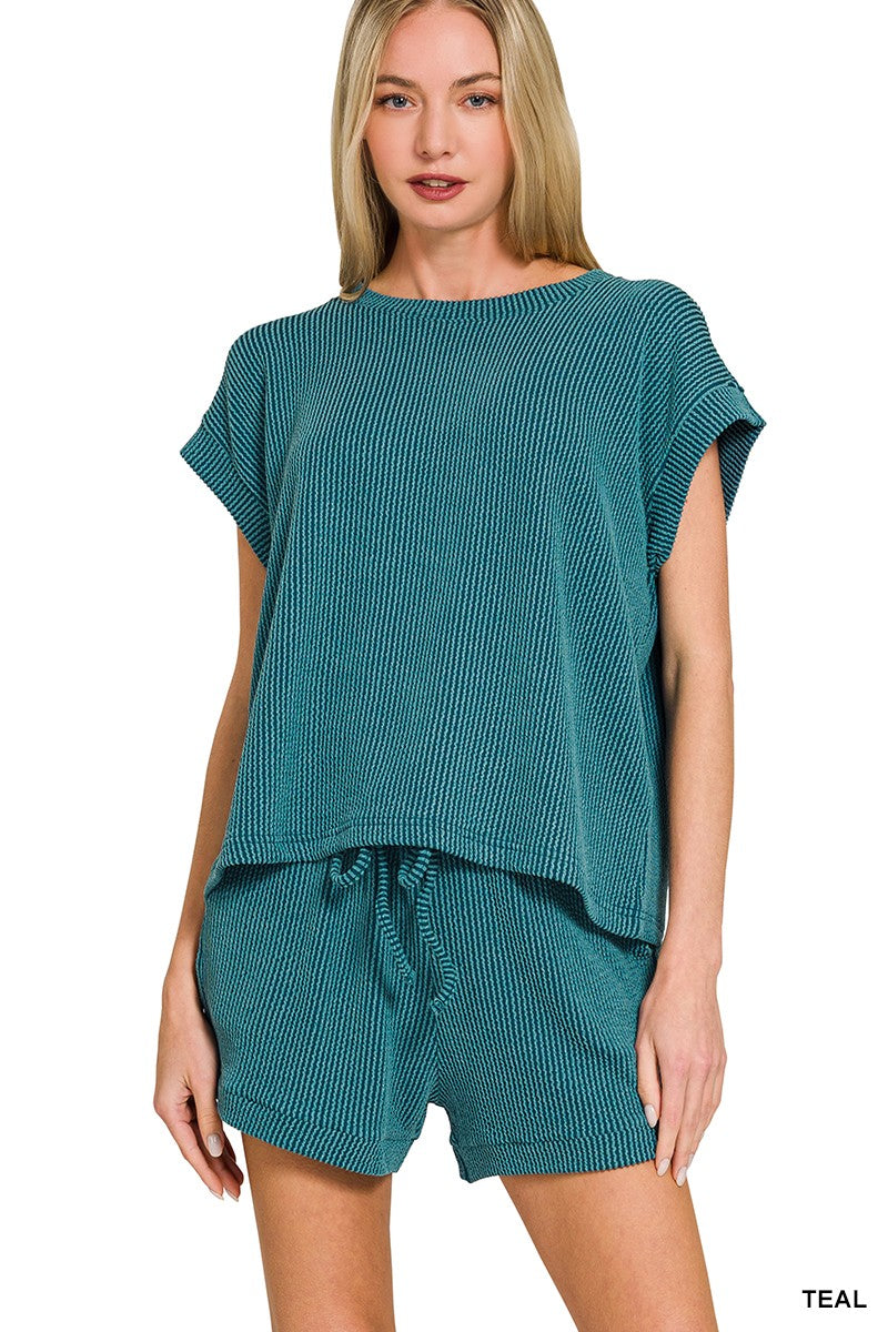 Rilee Ribbed Matching Shorts Set