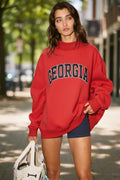 GeeGees Georgia Red Reverisble Mock Neck Sweatshirt