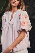 Curvy Lydia Lilac Poplin Top
