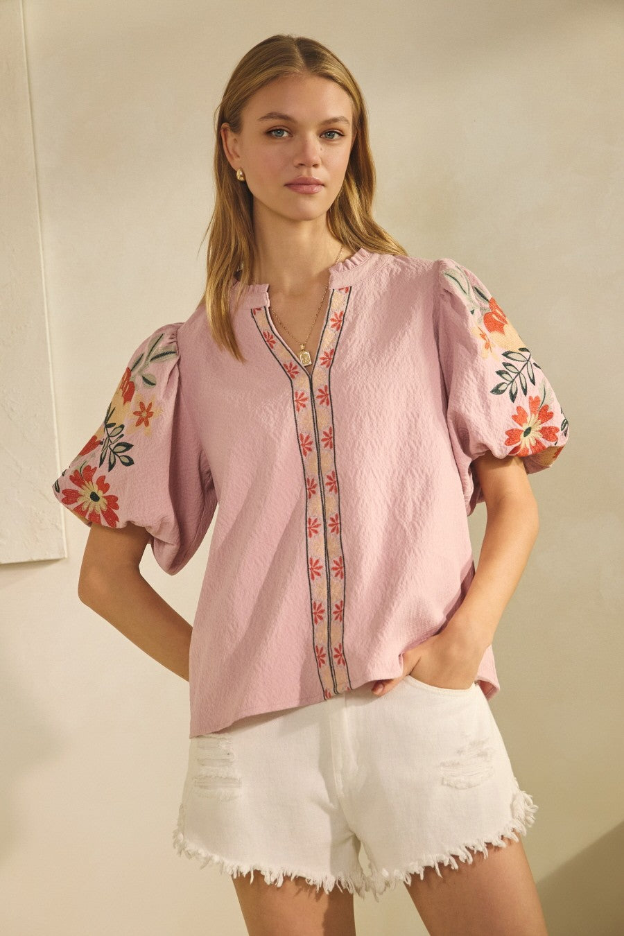 Curvy Emerson Boho Textured Woven Top