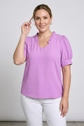 Curvy Rana Ruffled Neck Airflow Top